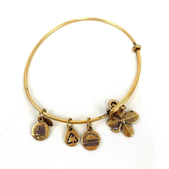Alex and Ani Four Leaf Clover Charm Bracelet - Gold, Expands 2"- 3.5" - Picture 2 of 2